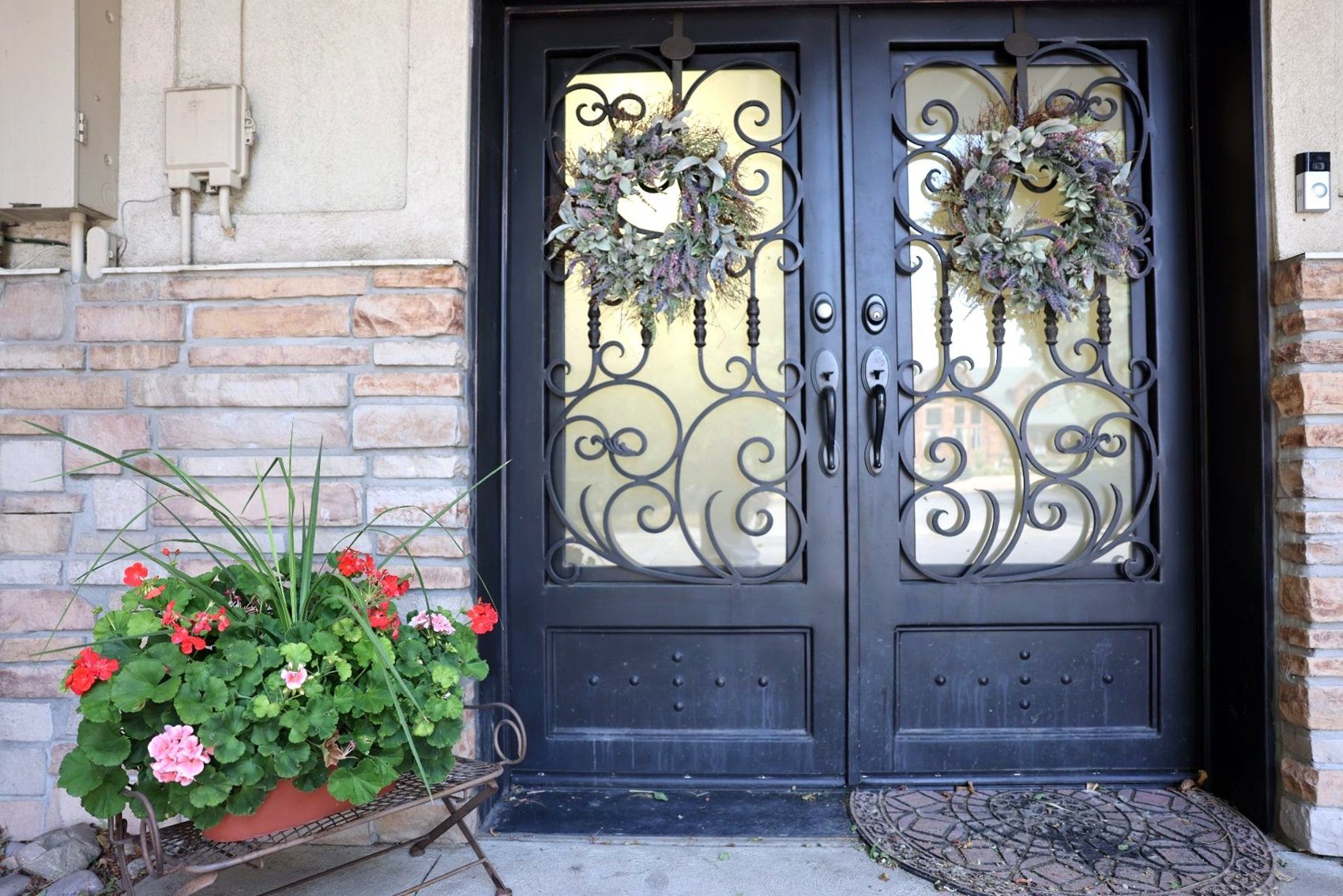 Wrought-iron front entrance